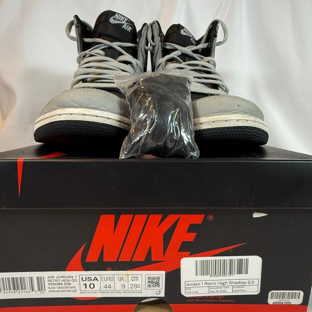 Nike Air Jordan 1 Retro High OG Shadow 2.0 Black Grey Mens Size 10 EUC with Box - Picture 2 of 9